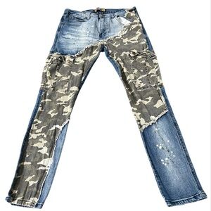 Demolition Blue Skinny Camo Jeans Size 34x32